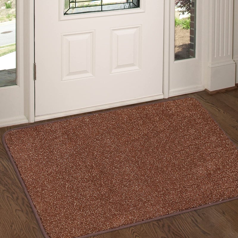 LINLA Indoor Doormat, Super Absorbs Mud Mat, Washable Non-Slip Rubber Clean Mat for Doorways Inside Dirt Trapper Mats Shoes Scraper, 24x35 Inches Camel Coffee - Image 1